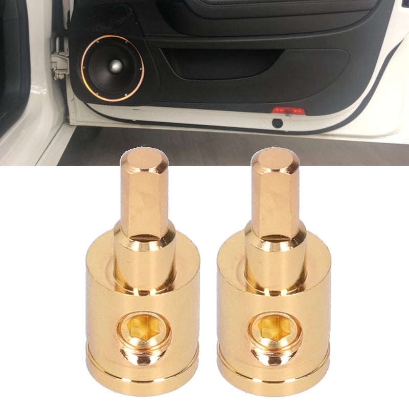 plplaaoo 0 Gauge Terminals,0 Gauge to 4 Gauge Reducer, 2PCS Pure Copper Gold-Plated Car Audio Connectors - 1/0 Gauge Input, 4 Gauge Solid Pin Output for Amp Battery Power Wire - Image 4